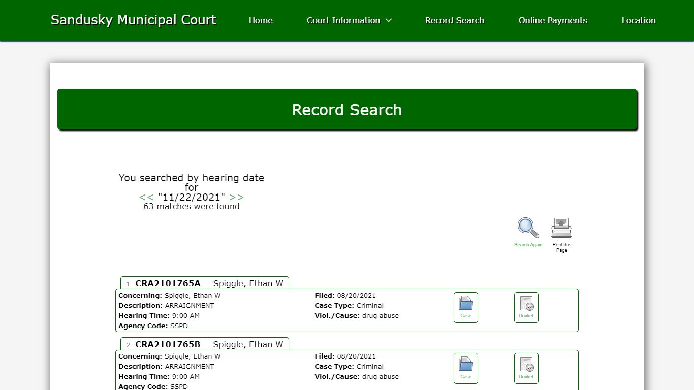 Sandusky Municipal Court - Record Search