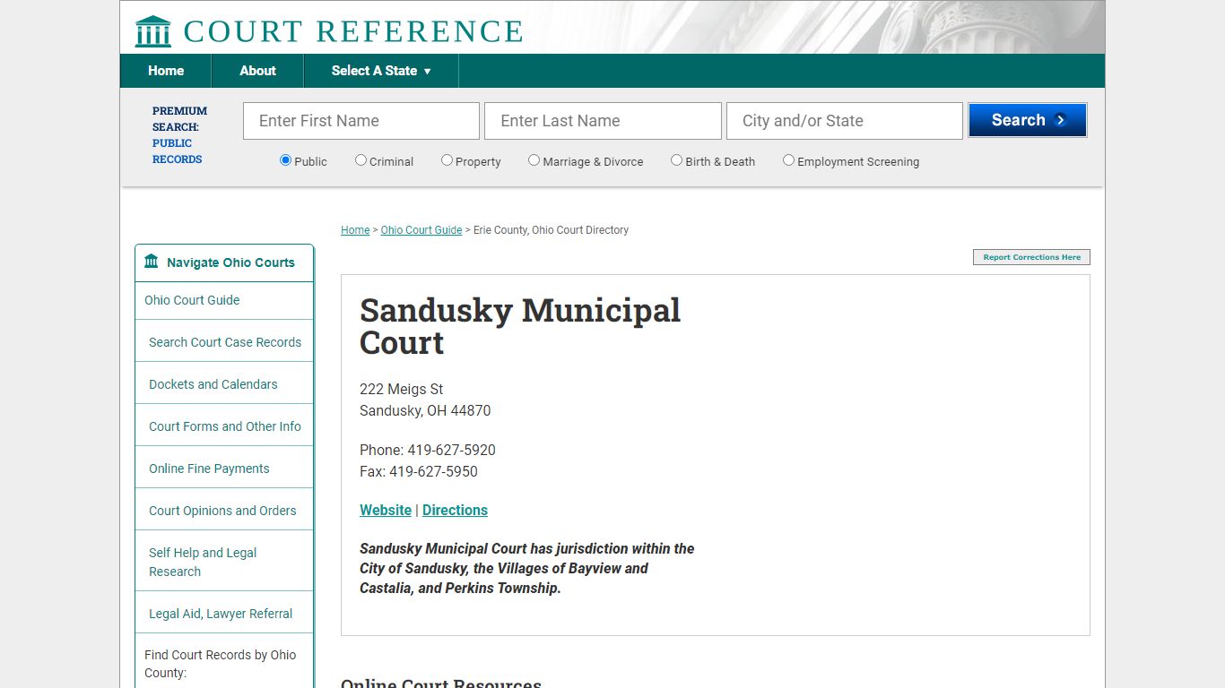 Sandusky Municipal Court - Court Records Directory